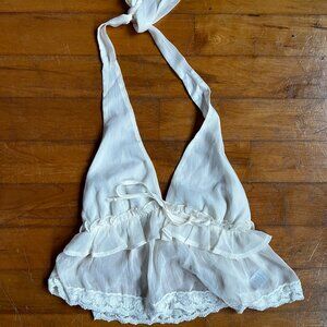 PacSun Your Favorite Bella Chiffon Ruffle Halter Top - White